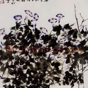 2003年 冯今松《寻芳群立短篱边》国画花鸟作品图片赏析