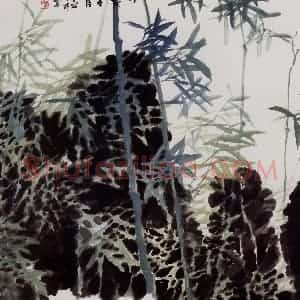2003年 冯今松《竹叶青青》国画花鸟作品图片赏析
