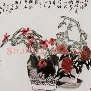2001年 冯今松《打散构结胡姬兰》国画花鸟作品图片赏析