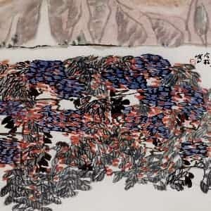 1996年 冯今松《大墙内外》国画花鸟作品图片赏析