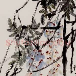 齐白石《紫藤蜜蜂》国画花鸟作品图片赏析