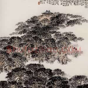 钱松岩《鉴真和尚纪念堂》国画山水作品图片赏析