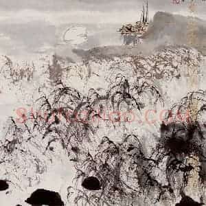 亚明《盲人诗意》国画山水作品图片赏析