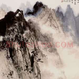 亚明《黄山云景》国画山水作品图片赏析
