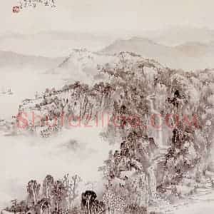 宋文治《青山自云图》国画山水作品图片赏析