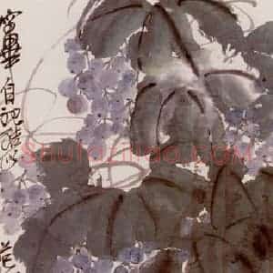 吴昌硕《葫芦葡萄》国画花鸟作品图片赏析