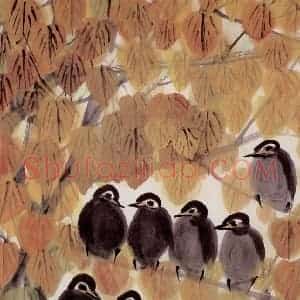 林风眠《秋禽》国画花鸟作品图片赏析