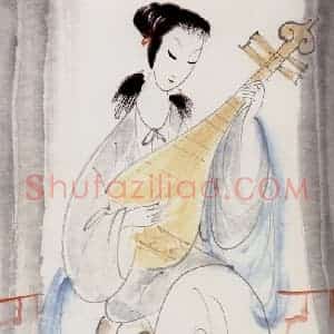 林风眠《琵琶仕女》国画人物作品图片赏析