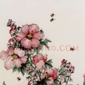 黄幻吾《花卉蜜蜂》国画花鸟作品图片赏析