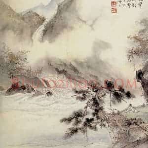 胡也佛《松声泉韵》国画综合作品图片赏析