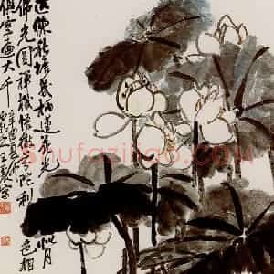 王霞《荷花》国画花鸟作品图片赏析