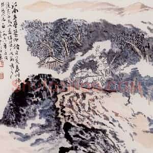 陆俨少《山水》国画山水作品图片赏析