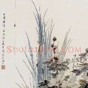 吴青霞《五福图》国画花鸟作品图片赏析