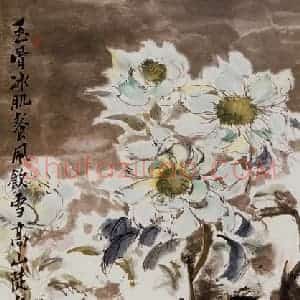 许鸿宾《雪莲》国画花鸟作品图片赏析