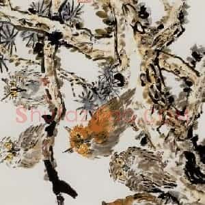 许鸿宾《守护神》国画花鸟作品图片赏析