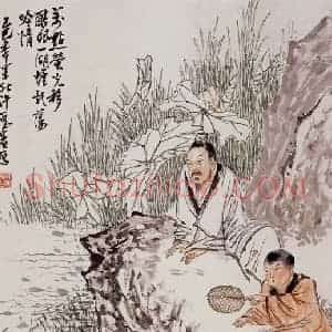 许鸿宾《万点萤光》国画人物作品图片赏析