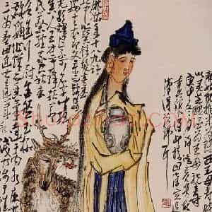 许鸿宾《麻姑》国画人物作品图片赏析