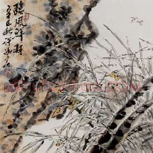 许鸿宾《临风鲜羽》国画花鸟作品图片赏析