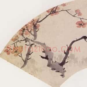 清代 赵之谦《二色梅扇页》国画花鸟作品图片赏析