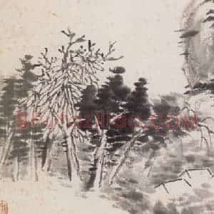 清代 吴昌硕《山水横轴》国画山水作品图片赏析