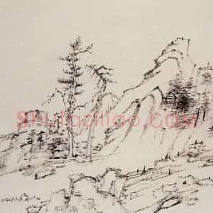 清代 曾熙《干笔山水册》国画山水作品图片赏析