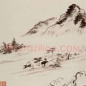 清代 曾熙《干笔山水册》国画山水作品图片赏析