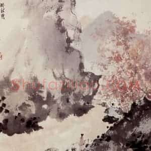 近现代 傅抱石《杜牧诗意图轴》国画山水作品图片赏析
