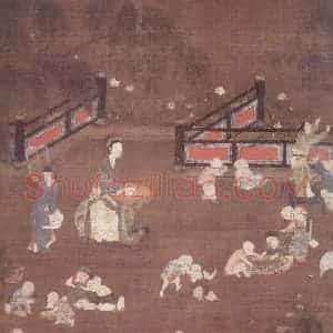 明代 无款《婴戏图轴(二帧)》国画人物作品图片赏析