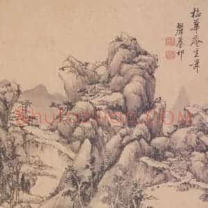 王原祁《仿古山水册》国画山水作品图片赏析