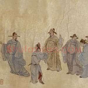 徐燕孙《唐弘文馆十八学士图》国画人物作品图片赏析