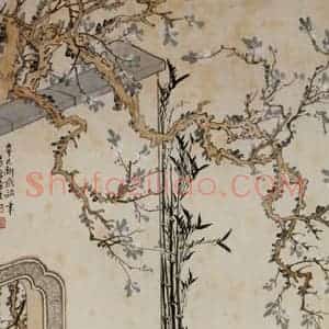 1941年 徐燕孙《执扇双美》国画人物作品图片赏析