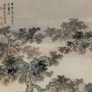 1944年 徐燕孙《桐阴夜游图》国画人物作品图片赏析
