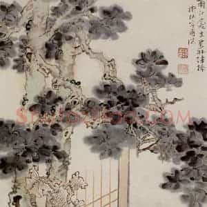 徐燕孙《桐阴吹箫》国画人物作品图片赏析