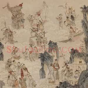 1935年 徐燕孙《福地洞天》国画人物作品图片赏析
