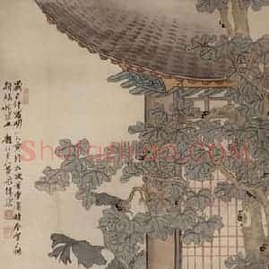 1939年 徐燕孙《槌衣女》国画人物作品图片赏析