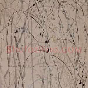 1923年 齐白石《柳树》国画花鸟作品图片赏析