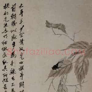 1923年 齐白石《贝叶秋蝉图》国画花鸟作品图片赏析
