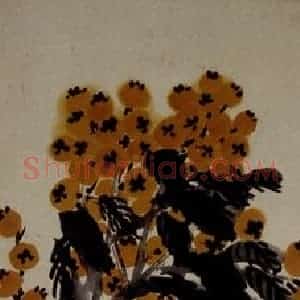 约20年代初期 齐白石《枇杷》国画花鸟作品图片赏析