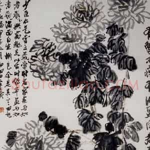 1924年 齐白石《菊花螃蟹》国画花鸟作品图片赏析