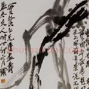 1927年 齐白石《苍松图》国画花鸟作品图片赏析