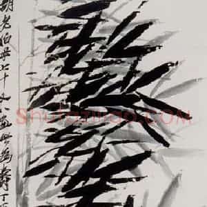 1927年 齐白石《风竹图》国画花鸟作品图片赏析
