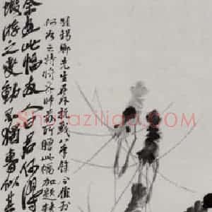 1927年 齐白石《群虾图》国画花鸟作品图片赏析