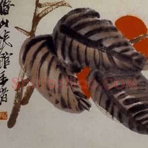 约1927年 齐白石《红柿》国画花鸟作品图片赏析