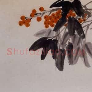 约1927年 齐白石《天竹》国画花鸟作品图片赏析