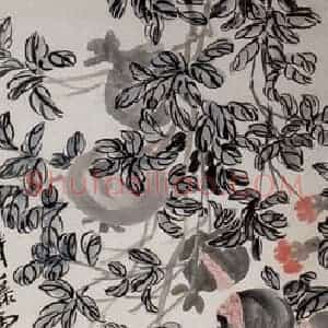 1920年 齐白石《石榴》国画花鸟作品图片赏析
