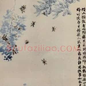 约1920年 齐白石《野藤游蜂》国画花鸟作品图片赏析