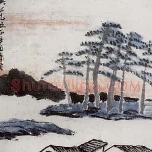 1921年 齐白石《山村平远图》国画山水作品图片赏析