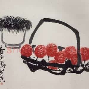 1947年 齐白石《蔬果动物册页》国画花鸟作品图片赏析