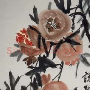 1947年 齐白石《石榴》国画花鸟作品图片赏析
