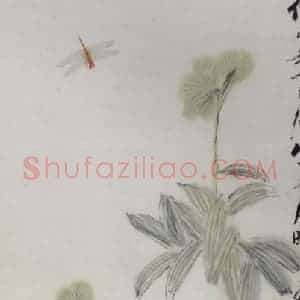 1947年 齐白石《蝴蝶兰·蜻蜓》国画花鸟作品图片赏析